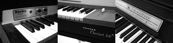 Fender Rhodes, Hohner Clavinet, and Wurlitzer EP200